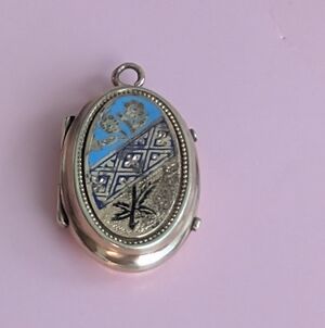 Victorian Gold Filled Blue Enamel  Oval Locket 1880s